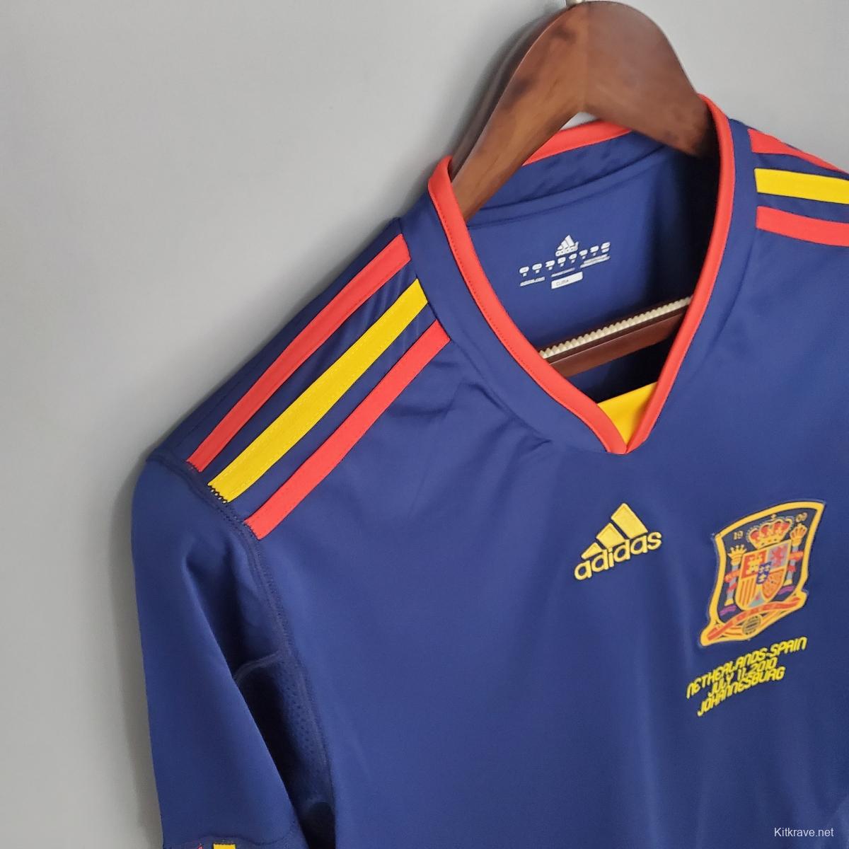 Retro long sleeve Spain 2010 away Soccer Jersey