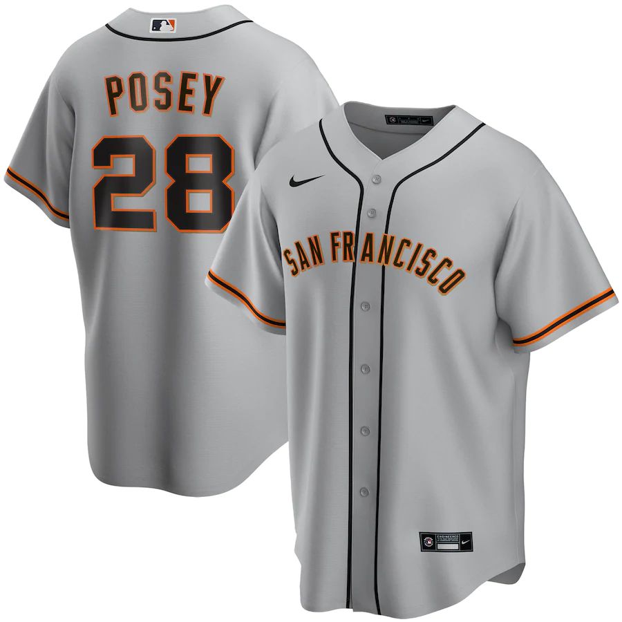 Youth Buster Posey Gray Road 2020 Player Team Jersey