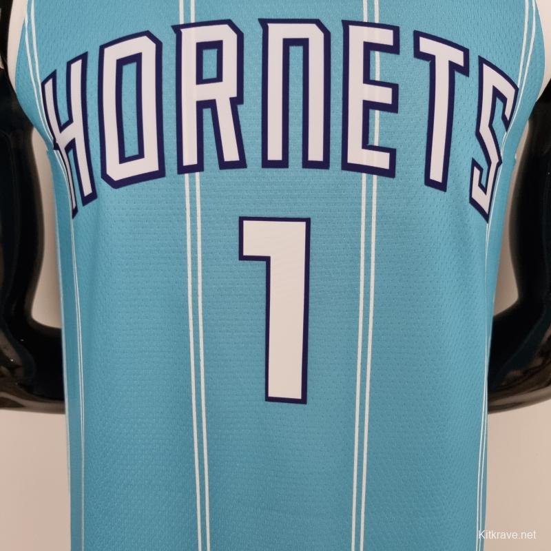 75th Anniversary Ball #1 Charlotte Hornets Blue NBA Jersey