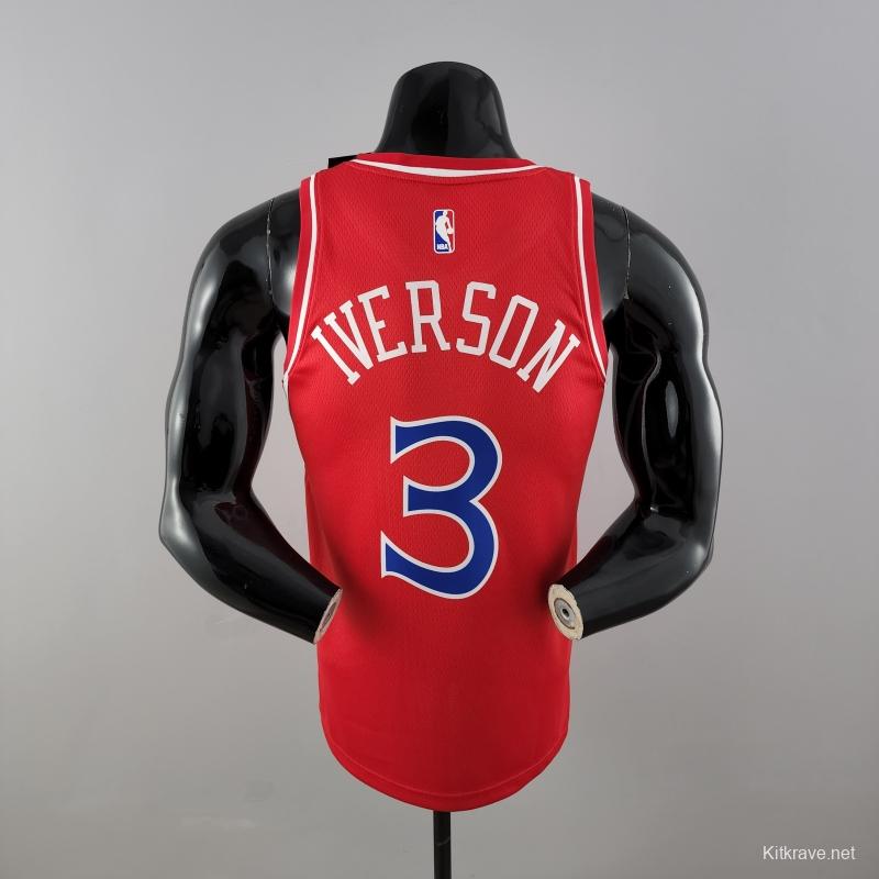 Rookie Philadelphia 76ers Iverson #3 Red NBA Jersey 