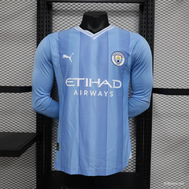 Player Version 23/24 Manchester City Home Long Sleeve Jersey