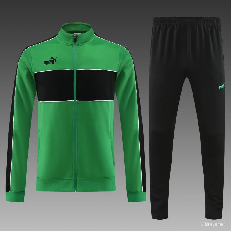 23/24 Puma Green Black Full Zipper Jacket+Pants