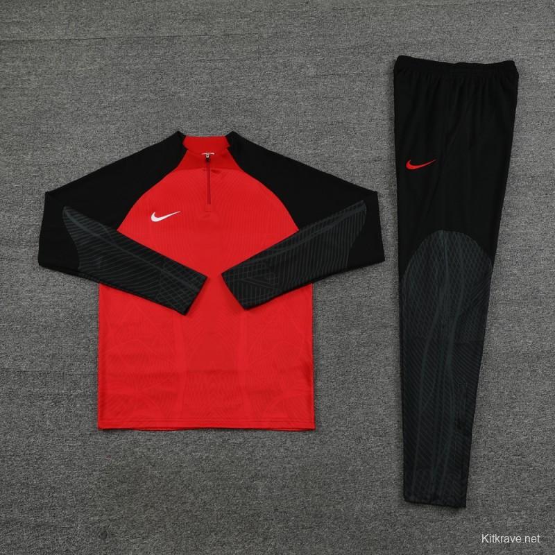 2024 Nike Red/Black Half Zipper Jacket+Pants