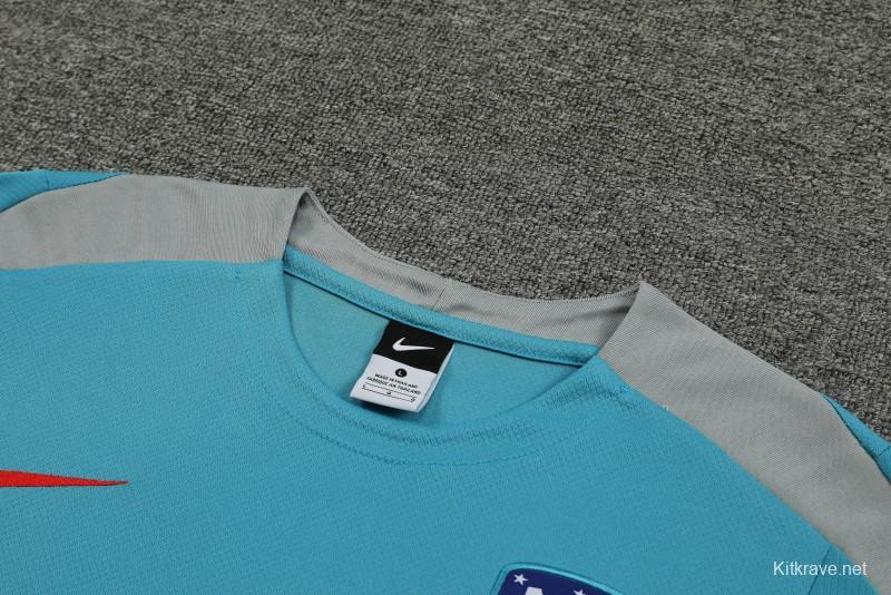 23/24 Atletico Madrid Blue Cotton Short Sleeve Jersey+Shorts