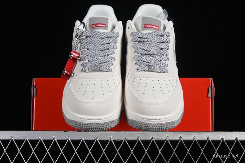Supreme x Nike Air Force 1 '07 Low Beige Grey Casual Skate Shoes - HD1968-018