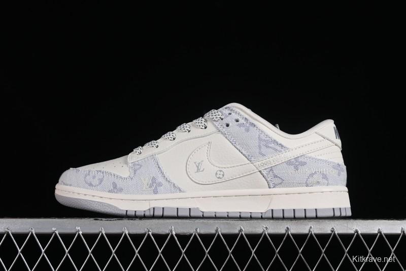 Nike SB Dunk Low LV Collaboration - Tie-Dye Denim Glow in the Dark Anniversary Custom Low-Top Casual Sneakers - FC1688-192