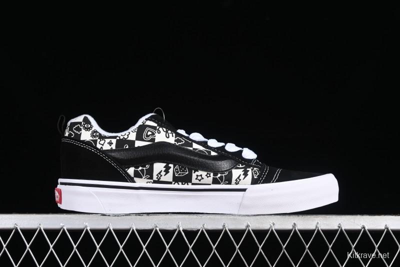 Vans Classics Knu Skool Checkerboard Graffiti Chunky Tongue Skate Shoes - VN0009QC6BT