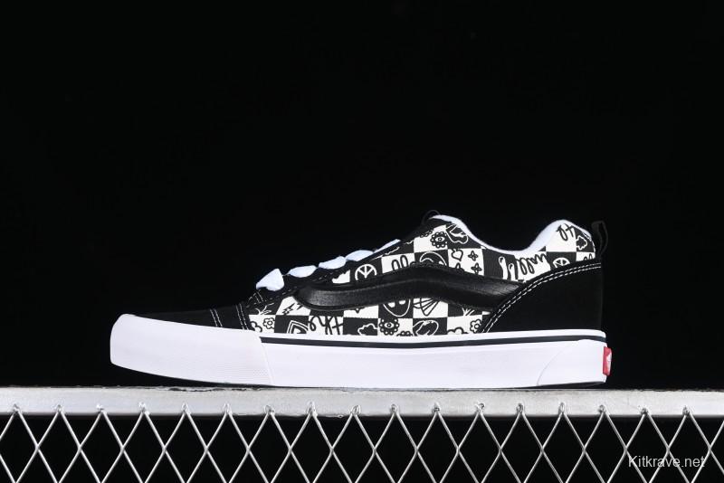 Vans Classics Knu Skool Checkerboard Graffiti Chunky Tongue Skate Shoes - VN0009QC6BT