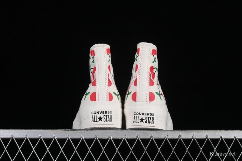 Converse Chuck 1970s Official Cherry Embroidery Platform Vulcanized Canvas Sneakers - A08096C