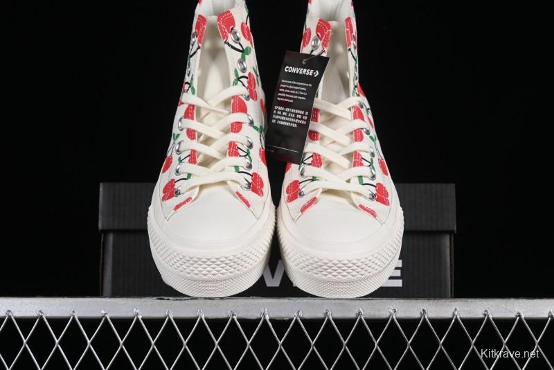 Converse Chuck 1970s Official Cherry Embroidery Platform Vulcanized Canvas Sneakers - A08096C