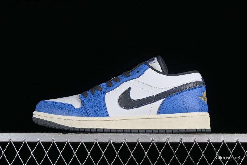Nike Air Jordan 1 Low Flight Vintage Retro Sneakers in White and Blue - FV8439-104