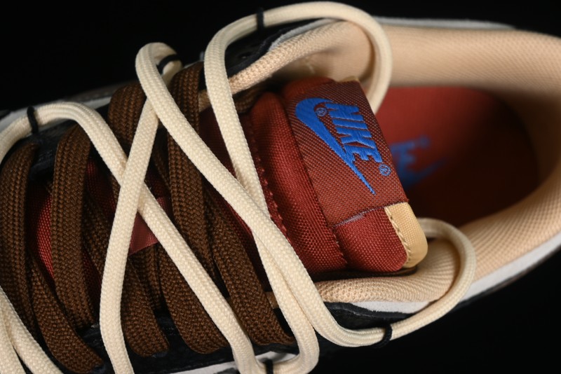 Nike Dunk Low "Mars Stone" Witch Puppet Themed SB Lace-Up Low-Top Casual Sneakers in Black/Mocha Brown - DR9704-200