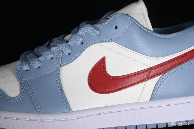Nike Air Jordan 1 Low AJ1 White Blue Red Toe Casual Sneakers - DC0774-164