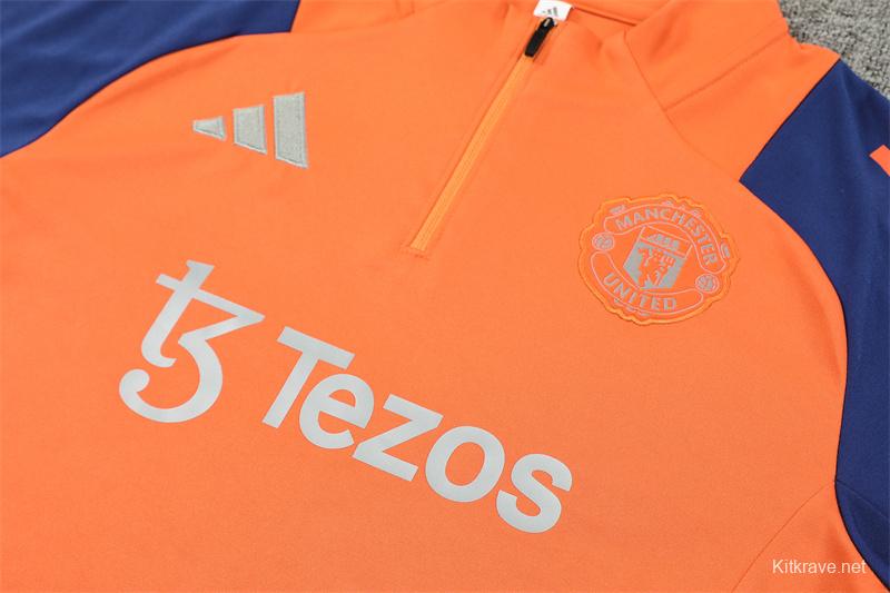 24/25 Manchester United Orange Half Zipper Jacket+Long Pants