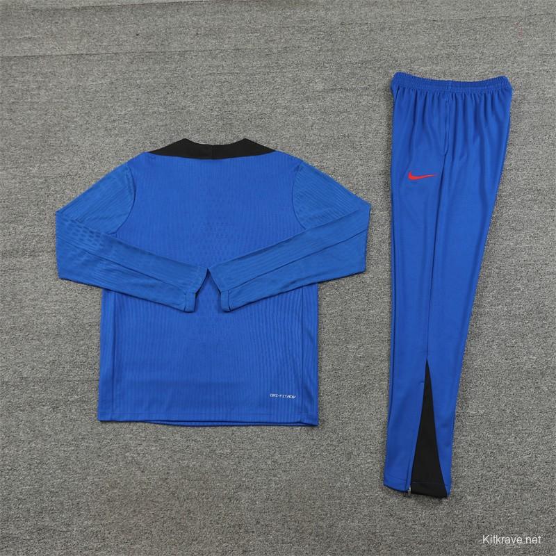 2024 South Korea Blue Half Zipper Jacket+Long Pants