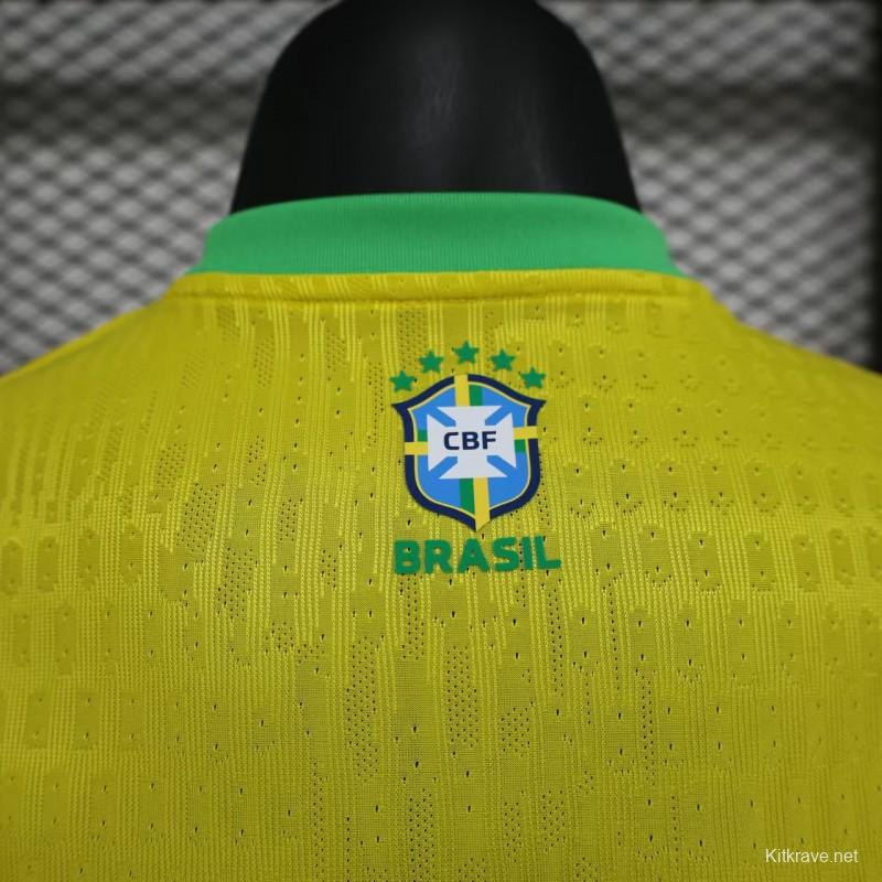 Player Version 2024 Brazil Christ Yellow Goalkeeper Special Jersey