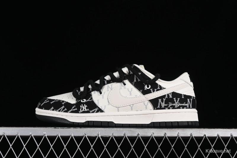 Nike SB Dunk Low MLB Strap Collaboration - Black Denim Print Anniversary Custom Low-Top Casual Sneakers - SJ2068-251