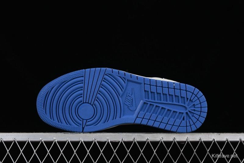 Nike Travis Scott x Fragment Design x Air Jordan 1 Low OG SP AJ1 LV Collaboration Light Blue Low-Top Casual Sneakers - LJ5188-007