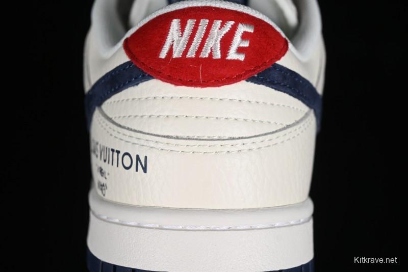 Nike SB Dunk Low LV Collaboration - Suede Navy Blue Anniversary High-End Custom Low-Top Casual Skate Shoes - FC1688-134