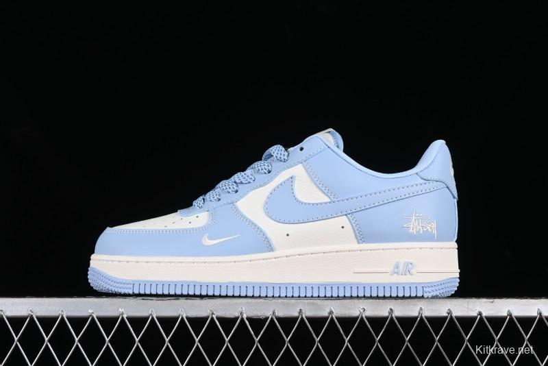 Nike Air Force 1 '07 Low Stussy Collaboration - Sky Blue Low-Top Casual Sneakers - BB9599-201