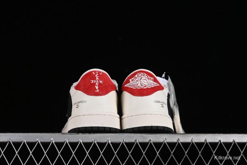 Nike Travis Scott x Fragment Design x Jordan Air Jordan 1 Low OG SP AJ1 LV Beige Black Red Casual Sneakers - LX1988-700