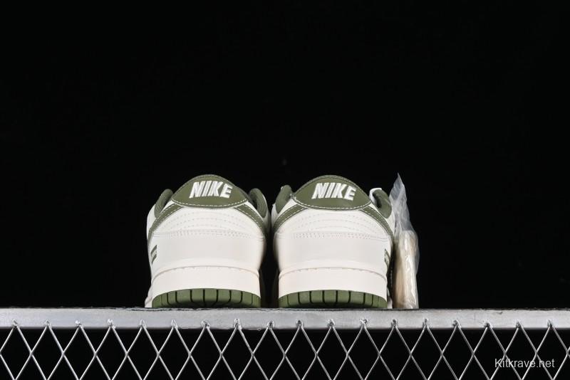 Nike SB Dunk Low Supreme Collaboration - Military Green Canvas Anniversary Custom Low-Top Casual Skate Shoes - BB6698-516