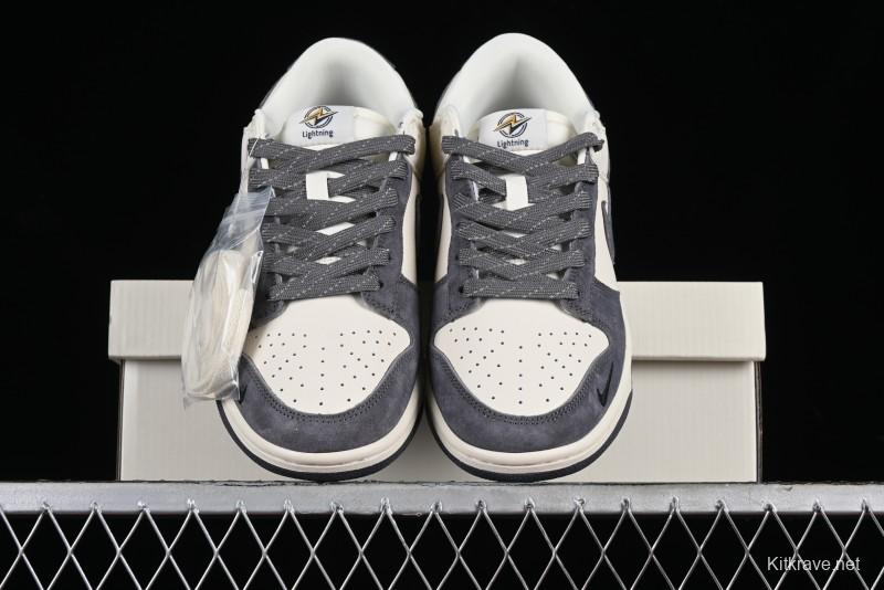 Nike SB Dunk Low Lightning Collaboration - Off White Navy Blue Small Blue Swoosh Anniversary High-End Custom Low-Top Casual Sneakers - XD1688-032