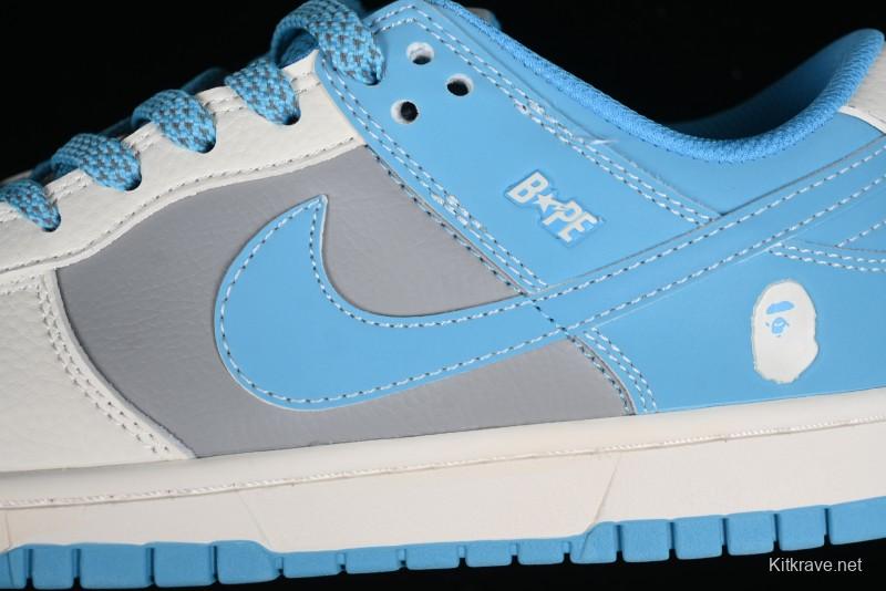 Nike SB Dunk Low BAPE Collaboration - Beige Grey Indigo Anniversary Premium Custom Low-Top Casual Skate Shoes - BB8969-002