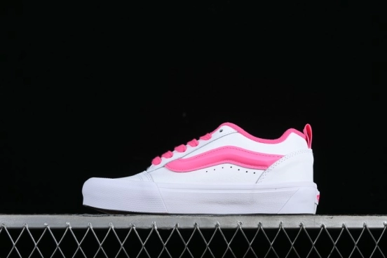 Vans Knu Skool Leather White Pink Platform Sneakers - VN0A5DF0O96