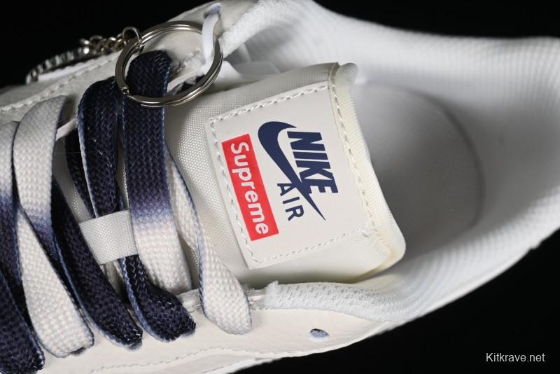 Nike Air Force 1 '07 Low Supreme Collaboration - White Blue Color Block Low-Top Casual Sneakers - XZ6188-001