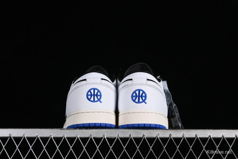 Nike Air Jordan 1 Low "Quai 54" Casual Sneakers in White Black Blue - HQ0764-001