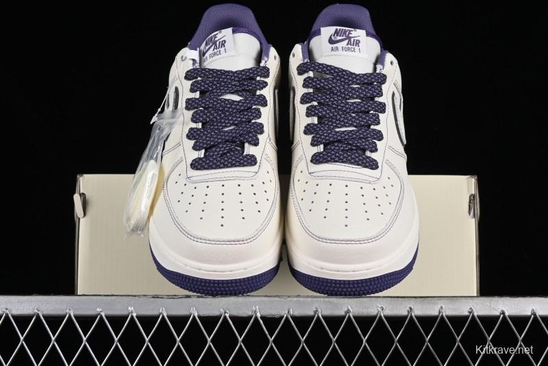 Stussy x Nike Air Force 1 '07 Low Retro Casual Sneakers with Reflective Military Purple - UN1635-222