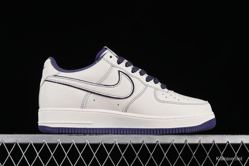 Stussy x Nike Air Force 1 '07 Low Retro Casual Sneakers with Reflective Military Purple - UN1635-222