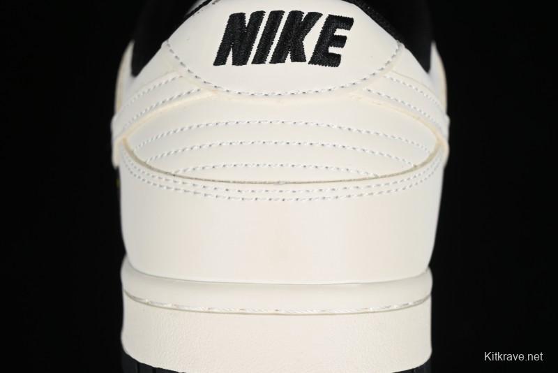 Nike SB Dunk Low BAPE Collaboration - Off-White Black Swoosh Anniversary Custom Low-Top Casual Skate Shoes - XD6188-037