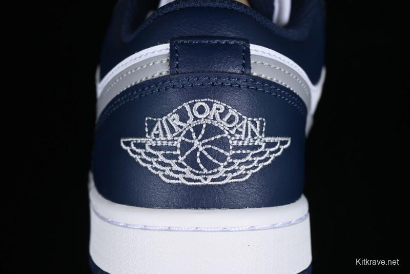Nike Air Jordan 1 Low AJ1 White Blue Grey Low Top Lifestyle Basketball Shoes - 553558-141