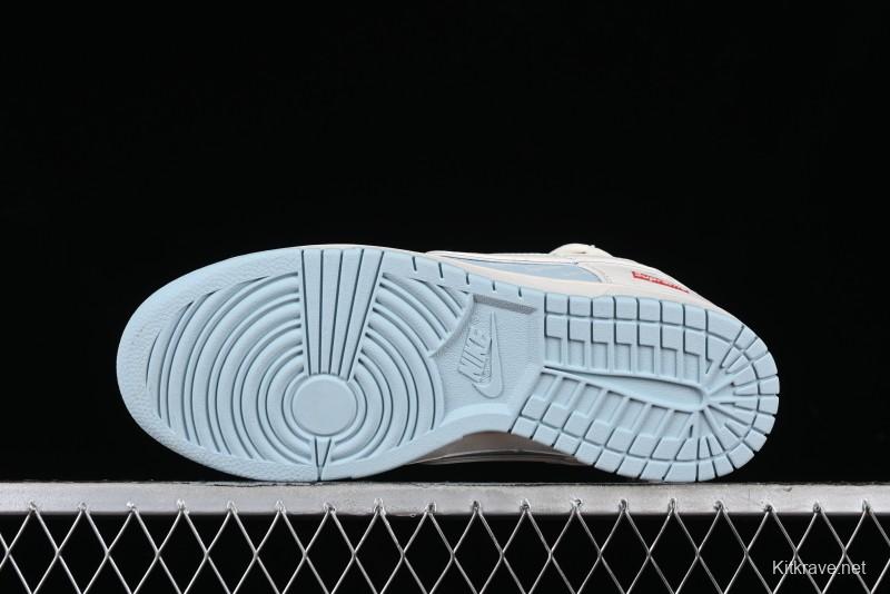 Nike SB Dunk Low Supreme Collaboration - Ice Blue Engraving Anniversary Customized Low-Top Casual Skate Shoes - JJ5688-107