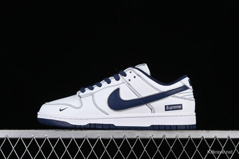 Nike Supreme x SB Dunk Low Collaboration - Navy Blue Anniversary High-End Custom Low-Top Casual Skate Shoes - DY1503-005