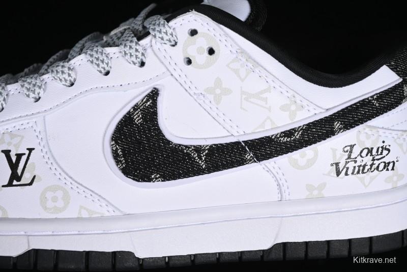 Nike SB Dunk Low LV Collaboration - Dark Night Elf High-End Custom Low-Top Casual Skate Shoes - DD1391-136