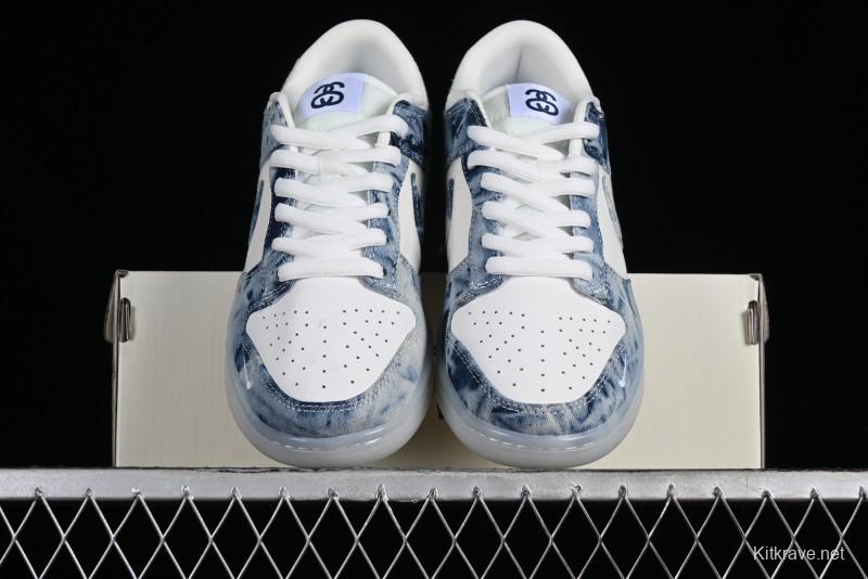 Nike SB Dunk Low Stussy Collaboration - Crystal Denim Anniversary Custom Low-Top Casual Skate Shoes - JH8039-937