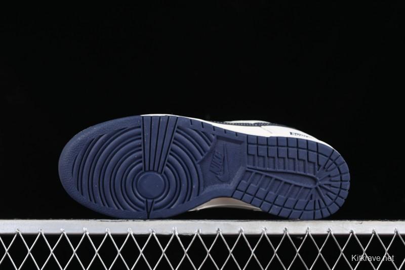 Nike SB Dunk Low Supreme Collaboration - Dark Blue Canvas Anniversary High-End Custom Low-Top Casual Skate Shoes - BB6698-511