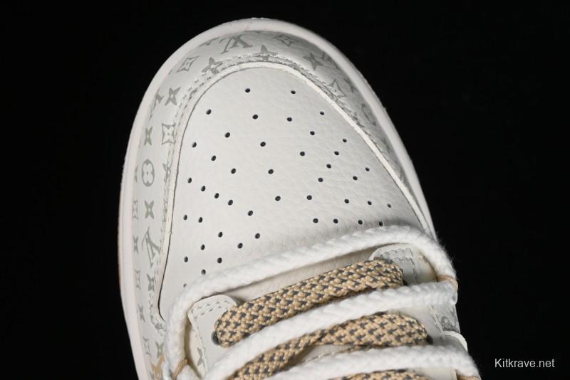 Nike SB Dunk Low LV Collaboration Strap Beige Swoosh Anniversary High-End Custom Low-Top Casual Sneakers - SJ2068-250