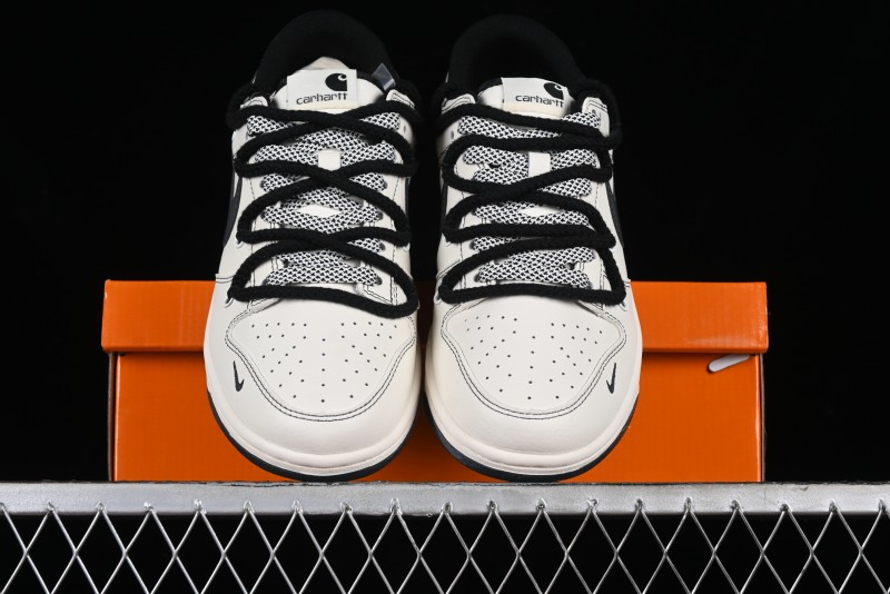Nike SB Dunk Low Carhartt Collaboration - Strap Black Hook Anniversary High-End Custom Low-Top Casual Skate Shoes - SJ2068-265