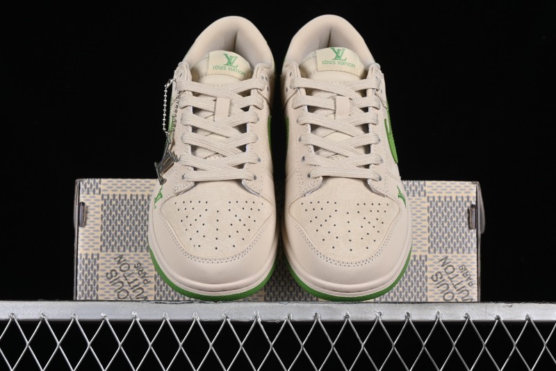 Nike SB Dunk Low LV Collaboration - Emerald City Anniversary High-End Custom Low-Top Casual Skate Shoes - XB3802-345