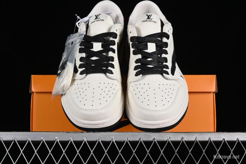Nike Travis Scott x Fragment Design x Jordan Air Jordan 1 Low OG SP AJ1 LV Beige Black Red Casual Sneakers - LX1988-700