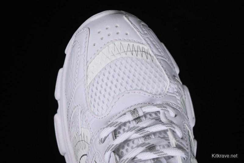 Dior Chrono Round Toe Lace-Up Lifestyle Casual Running Shoes - 10W WHITE