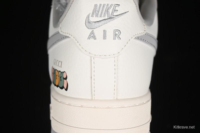 Nike Air Force 1 '07 Low Gucci Collaboration - Beige Grey Linen Casual Sneakers - XZ3398-688