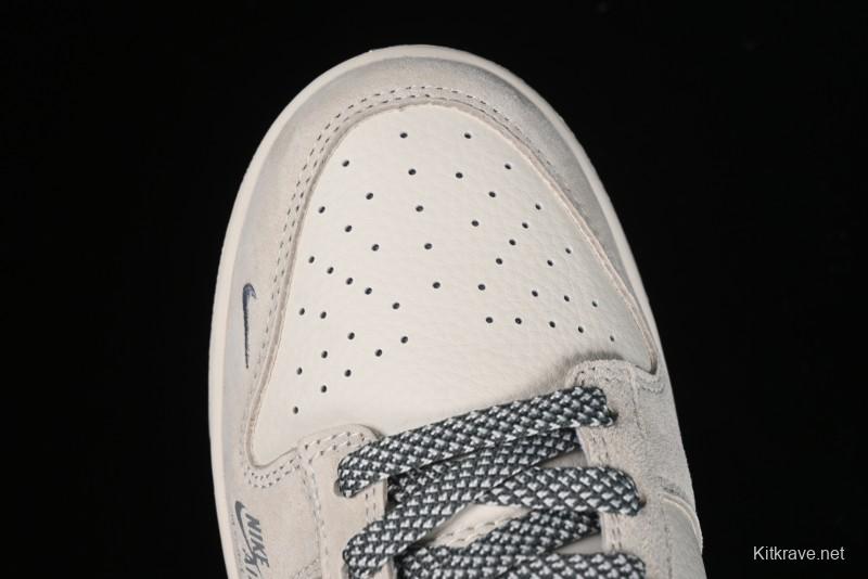 Nike SB Dunk Low x Supreme x Stussy Anniversary Customized Sneakers in Off-White Grey Check - SJ2068-272