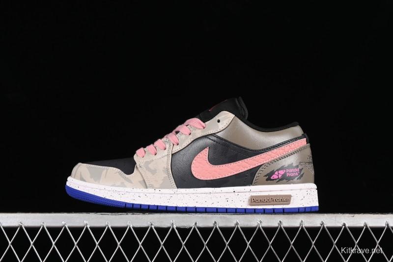 Nike Air Jordan 1 Low Retro Basketball Shoes with Panda Mischief Pioneer Knight Design - 553558-154