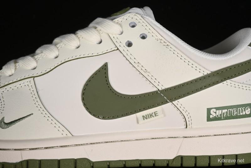 Nike SB Dunk Low Supreme Collaboration - Off White Dark Green Check Anniversary High-End Custom Low-Top Casual Skate Shoes - DQ1098-393