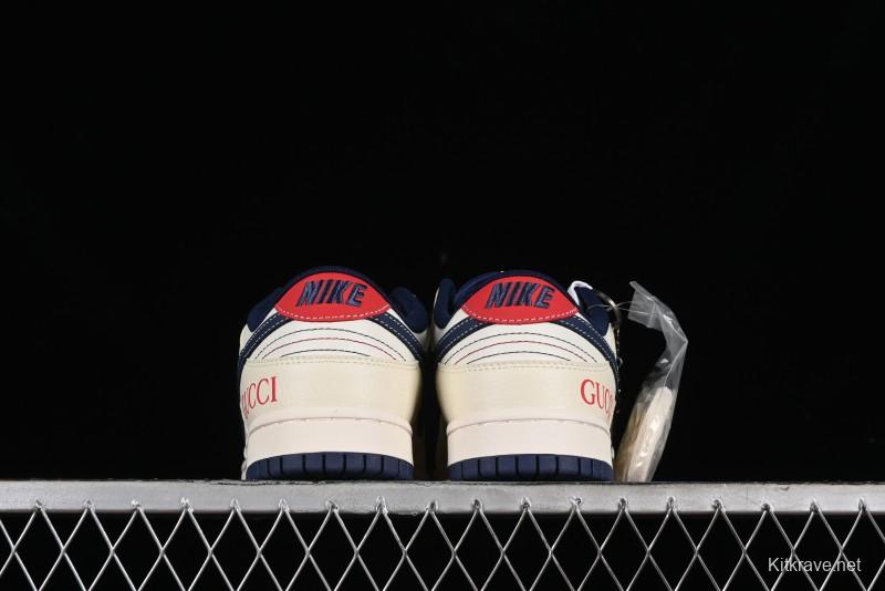 Nike SB Dunk Low Gucci Collaboration - Beige Blue Patchwork Anniversary High-End Custom Low-Top Casual Sneakers - XY1688-003